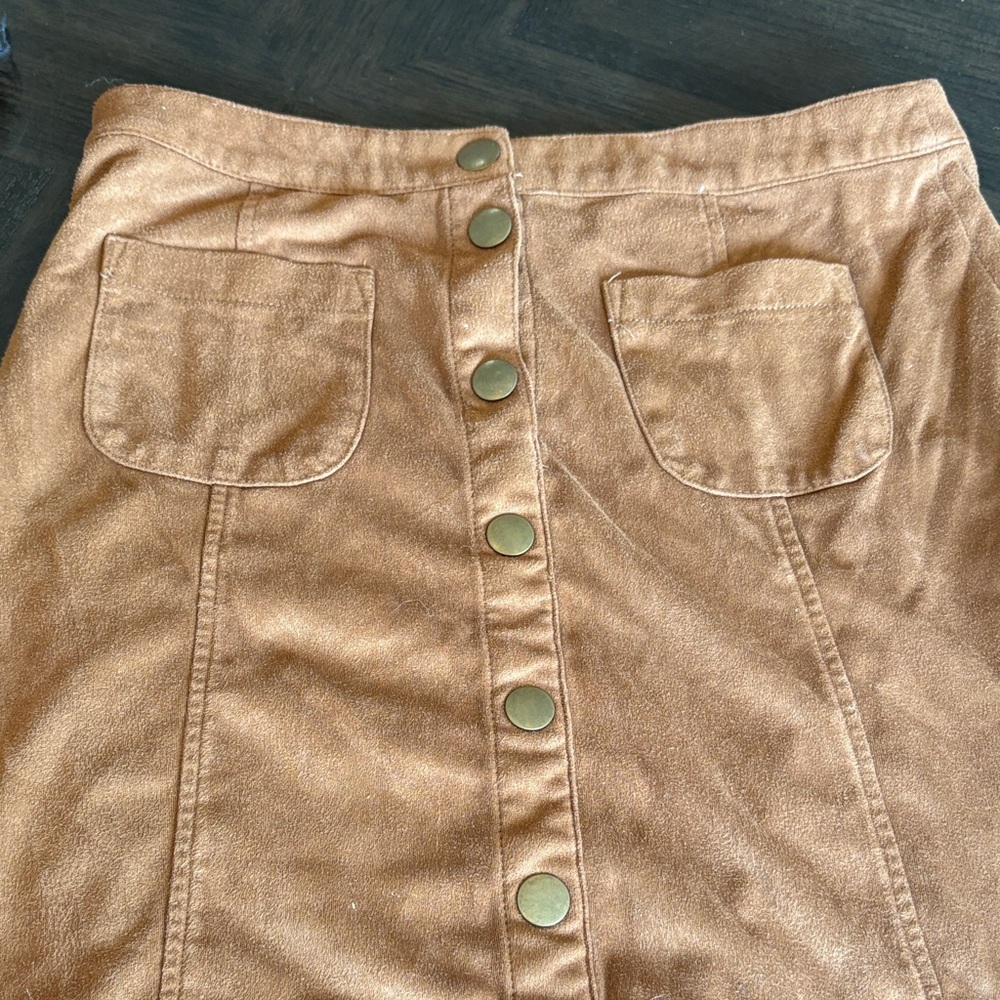 Garage Tan Button-Down Midi Skirt